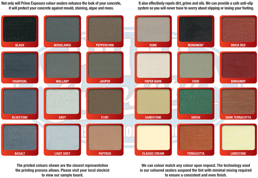 Concrete Sealer Colour Chart